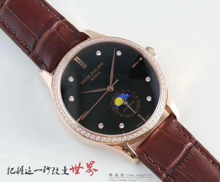 百達翡麗PATEK PHILPPE 2019最新款 2824一2機芯 小牛皮錶帶 高端男士腕表  wssb3728